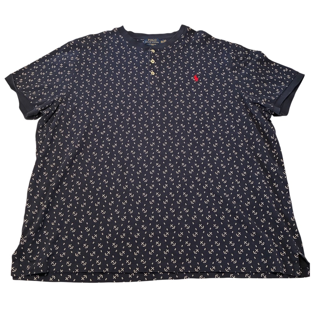 Polo Ralph Lauren Mens Navy Henley Anchor Print Featherweight Mesh XXL